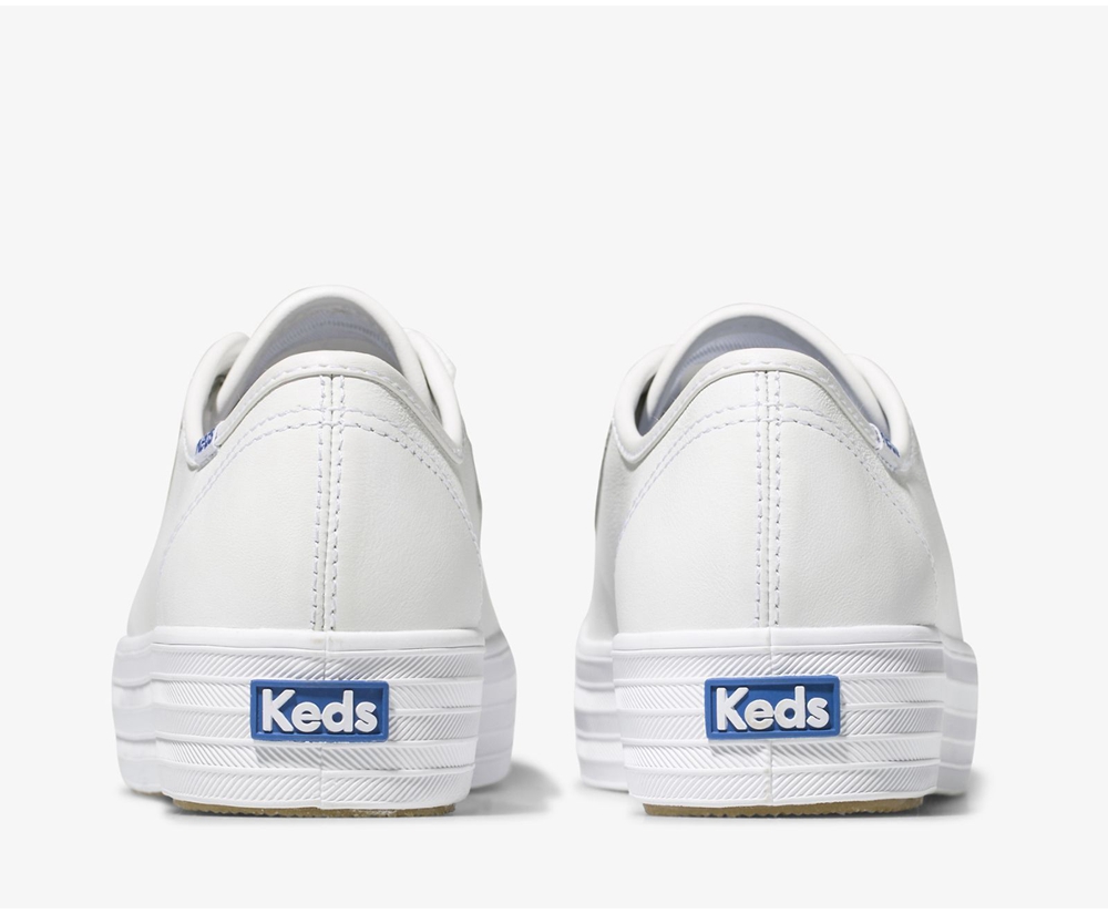 Keds Sneakers White - Triple Kick Leather - Womens GJBZSE-261